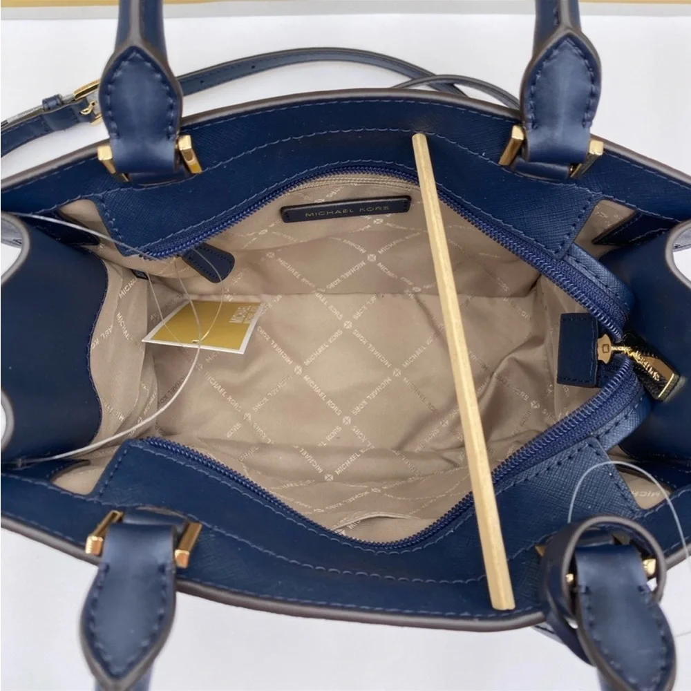 MICHAEL KORS RAYNE SMALL EAST WEST SATCHEL NAVY COLOR - Picture 9 of 15